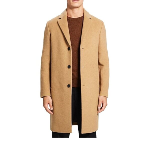 NWT THEORY Suffolk Single-breasted Overcoat In Elk Melange size M - Picture 1 of 10